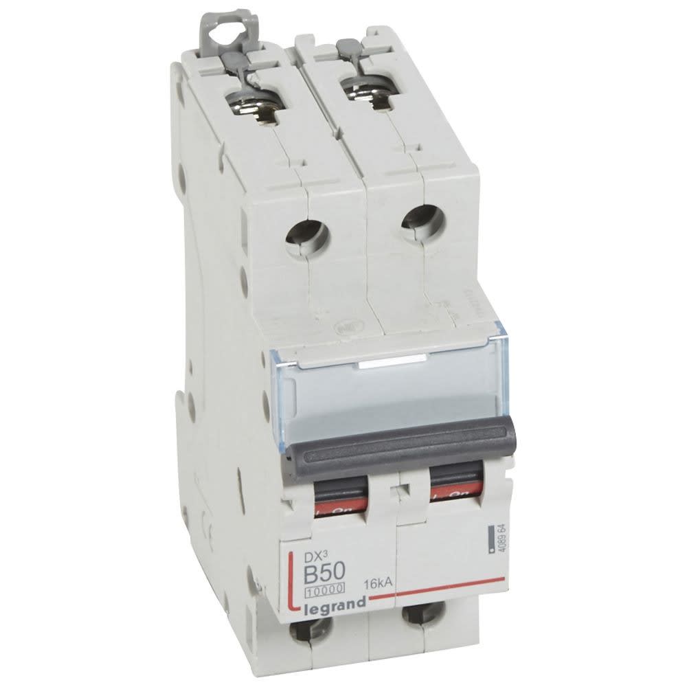 Legrand - Disj. DX3 1000kA 16kA arrivée haute/départ bas à vis 50A -courbe B -2 modules