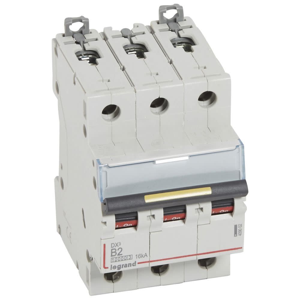 Legrand - Disjoncteur DX310000 16kA arrivée haute/départ bas vis 3P 2A courbe B - 3 mod