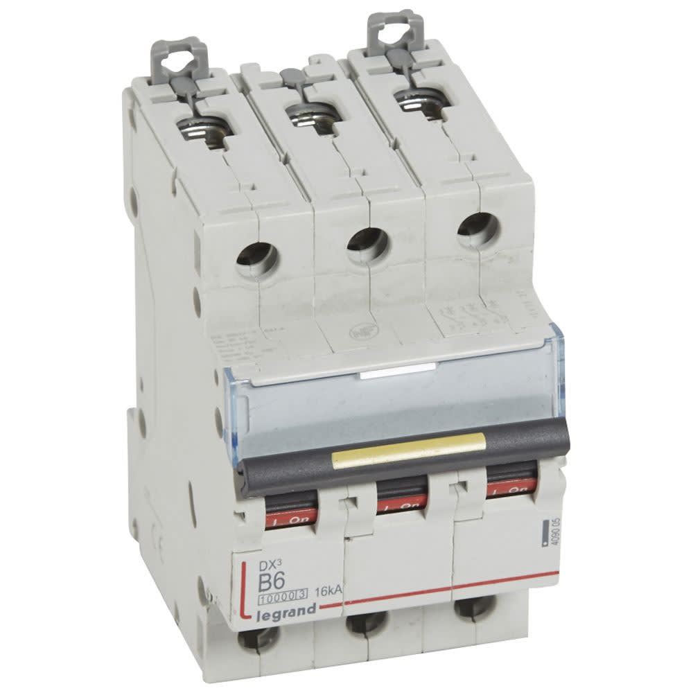 Legrand - Disjoncteur DX310000 16kA arrivée haute/départ bas vis 3P 6A courbe B - 3 mod