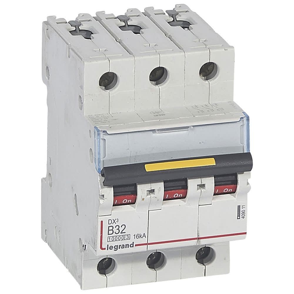 Legrand - Disjoncteur DX310000 16kA arrivée haute/départ bas vis 3P 32A courbe B - 3 mod