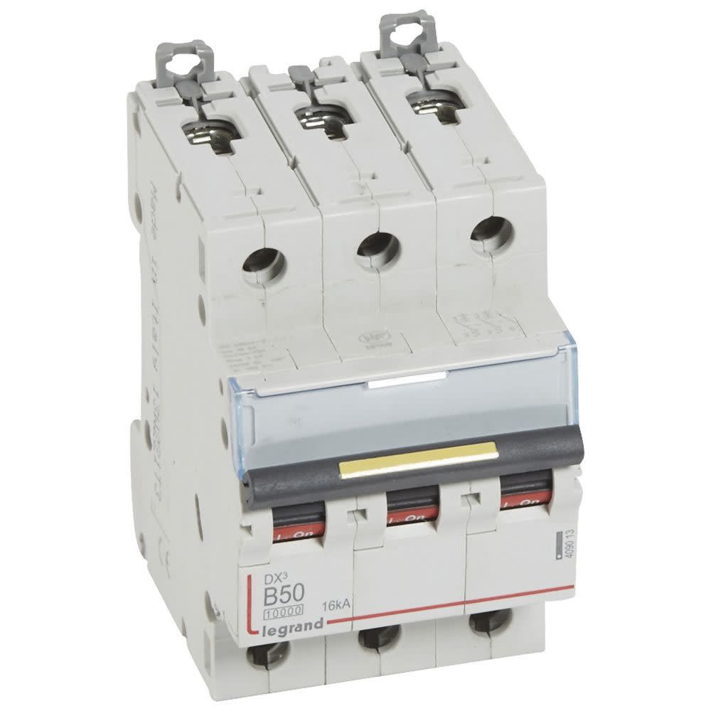 Legrand - Disjoncteur DX310000 16kA arrivée haute/départ bas vis 3P 50A courbe B - 3 mod