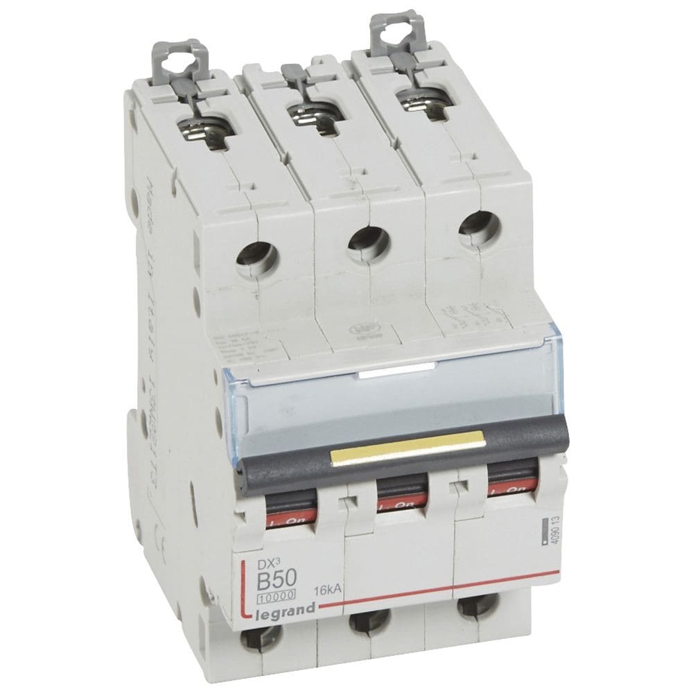 Legrand - Disjoncteur DX310000 16kA arrivée haute/départ bas vis 3P 50A courbe B - 3 mod