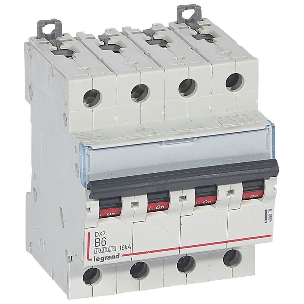 Legrand - Disjoncteur DX310000 16kA arrivée haute/départ bas vis 4P 6A courbe B - 4 mod