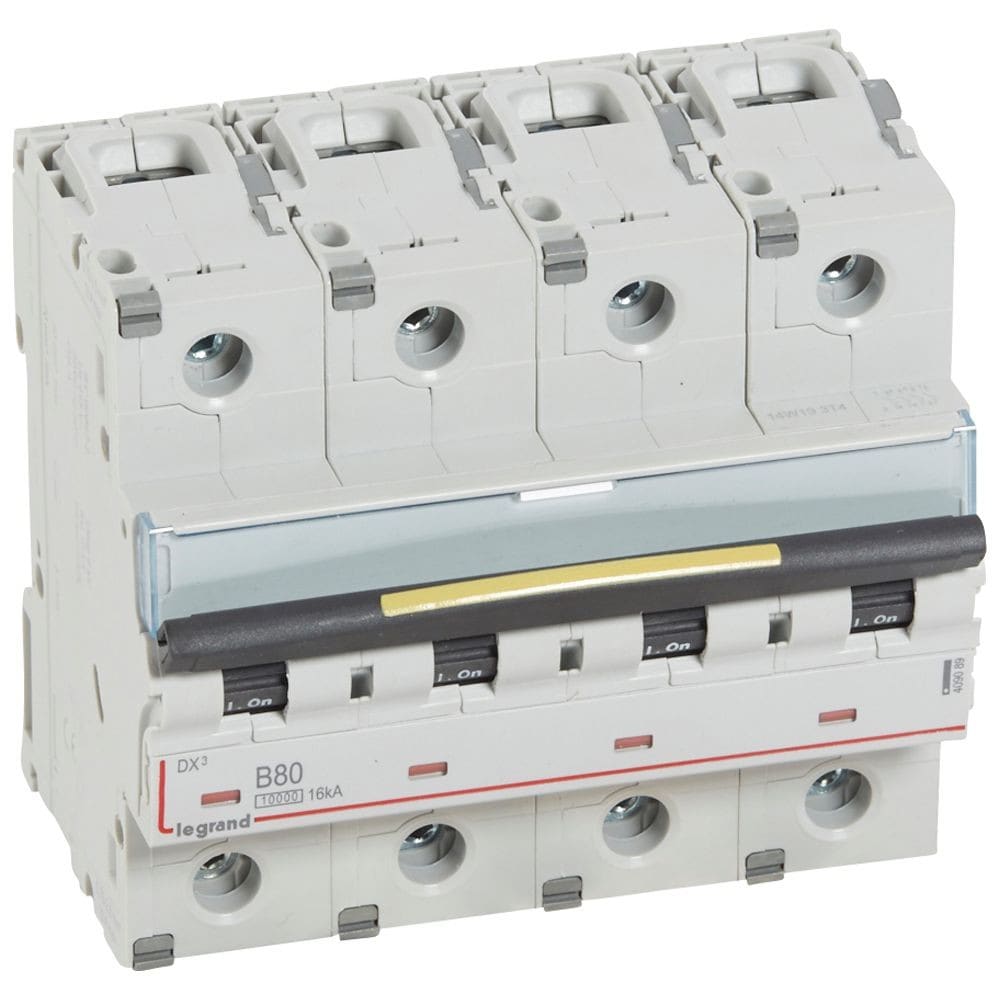 Legrand - Disjoncteur DX310000 16kA arrivée haute/départ bas vis 4P 80A courbe B - 6 mod
