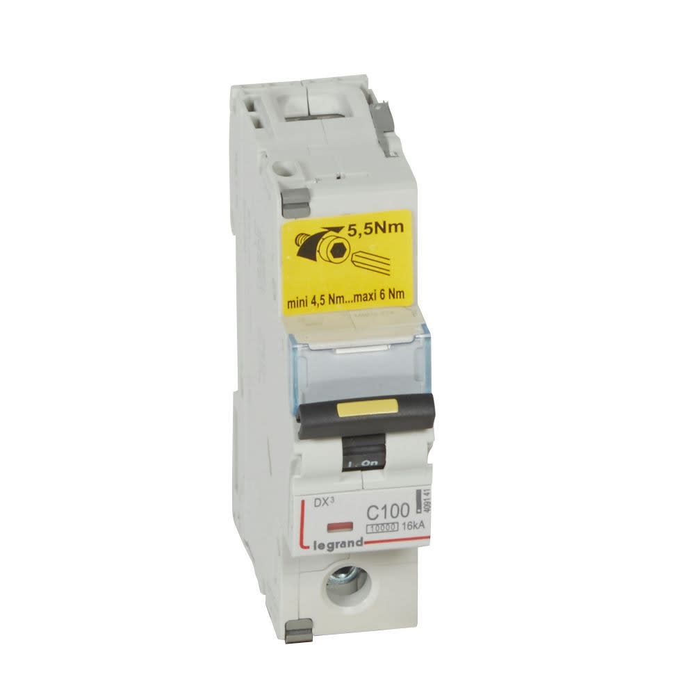 Legrand - Disjoncteur DX3 10000 - vis/vis - 1P - 230/400V~ - 100A - 16kA - courbe C - 1,5M