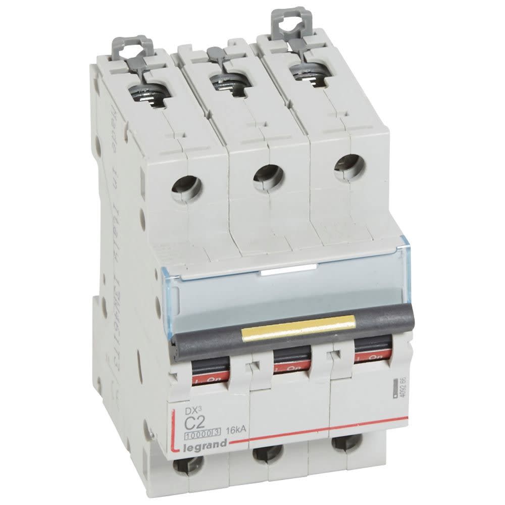Legrand - Disjoncteur DX310000 16kA arrivée haute/départ bas vis 3P 2A courbe C - 3 mod