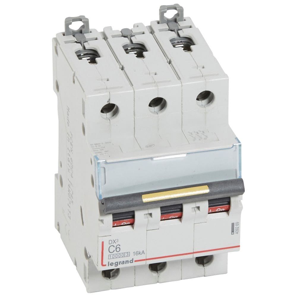 Legrand - Disjoncteur DX310000 16kA arrivée haute/départ bas vis 3P 6A courbe C - 3 mod