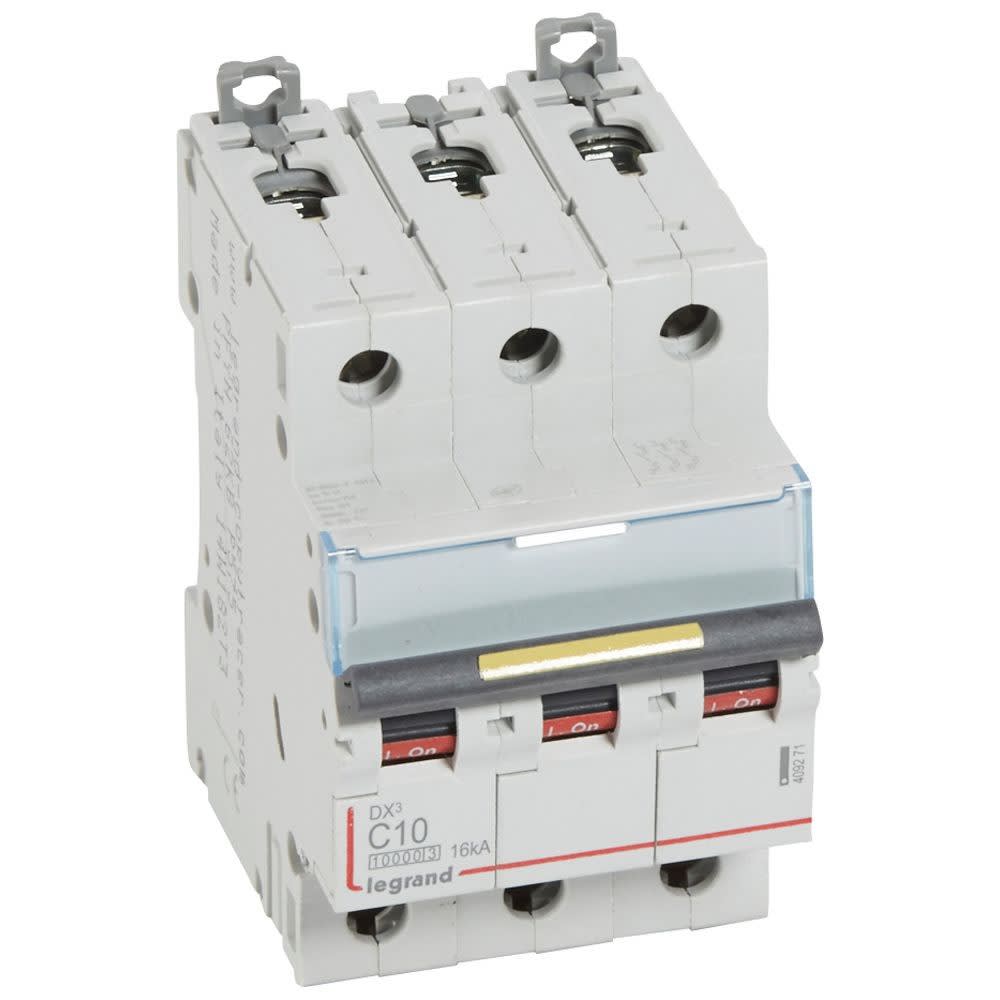 Legrand - Disj. DX3 1000kA 16kA arrivée haute/départ bas à vis 10A -courbe C -3 modules