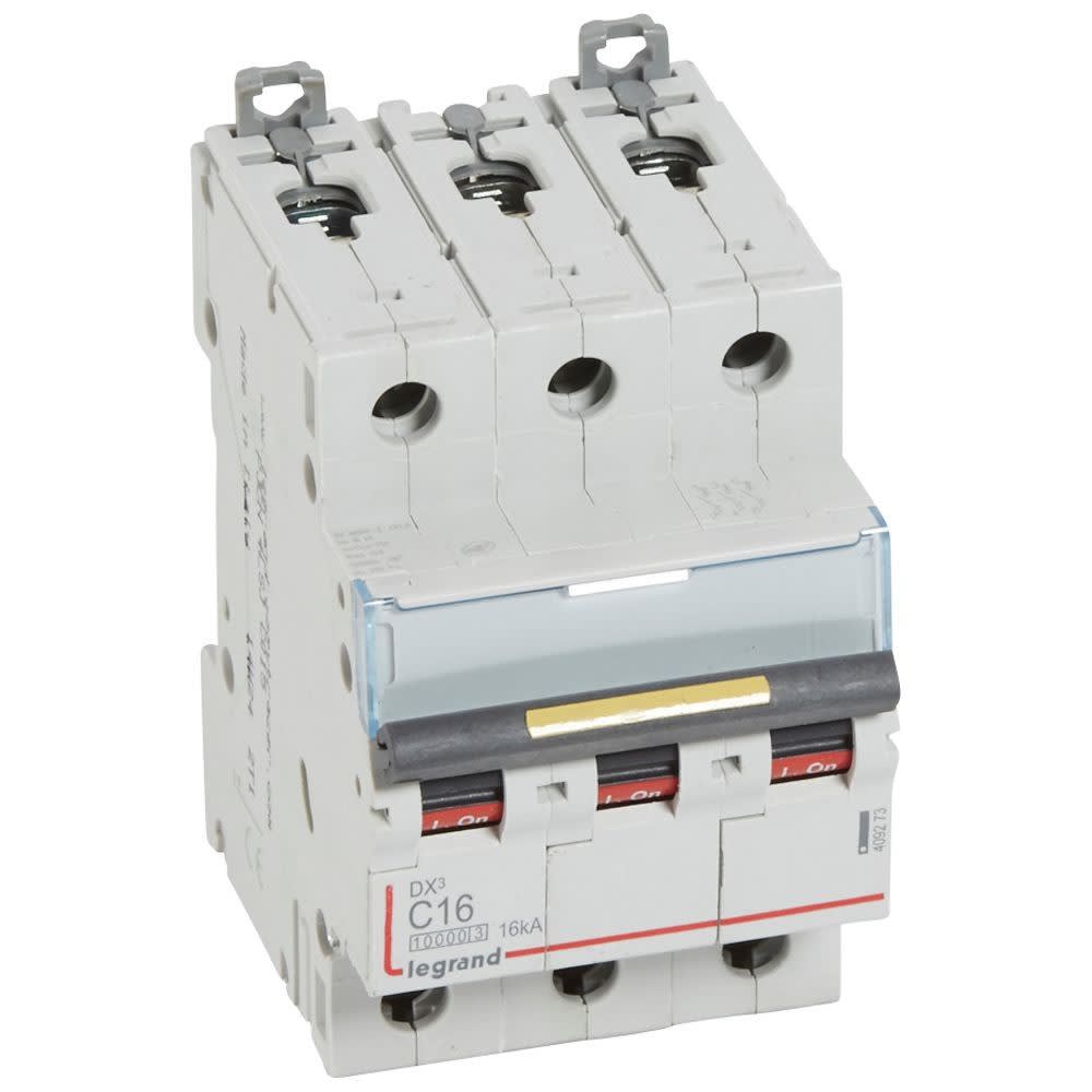 Legrand - Disj. DX3 1000kA 16kA arrivée haute/départ bas à vis 16A -courbe C -3 modules