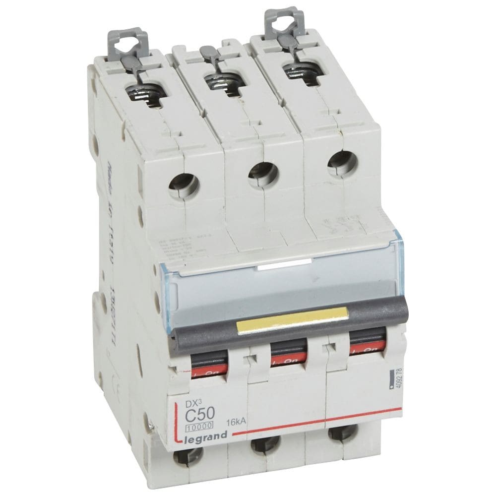 Legrand - Disj. DX3 1000kA 16kA arrivée haute/départ bas à vis 50A -courbe C -3 modules