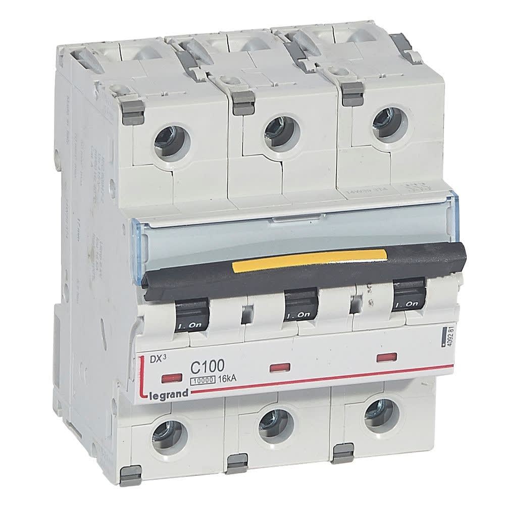 Legrand - Disjoncteur DX310000 16kA arrivée haut/départ bas vis 4P 100A courbeC 4,5modules