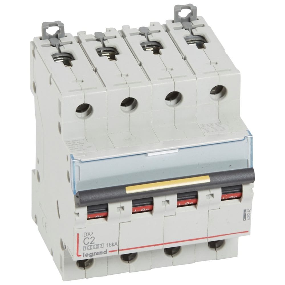 Legrand - Disjoncteur DX310000 16kA arrivée haute/départ bas vis 4P 2A courbe C - 4 mod