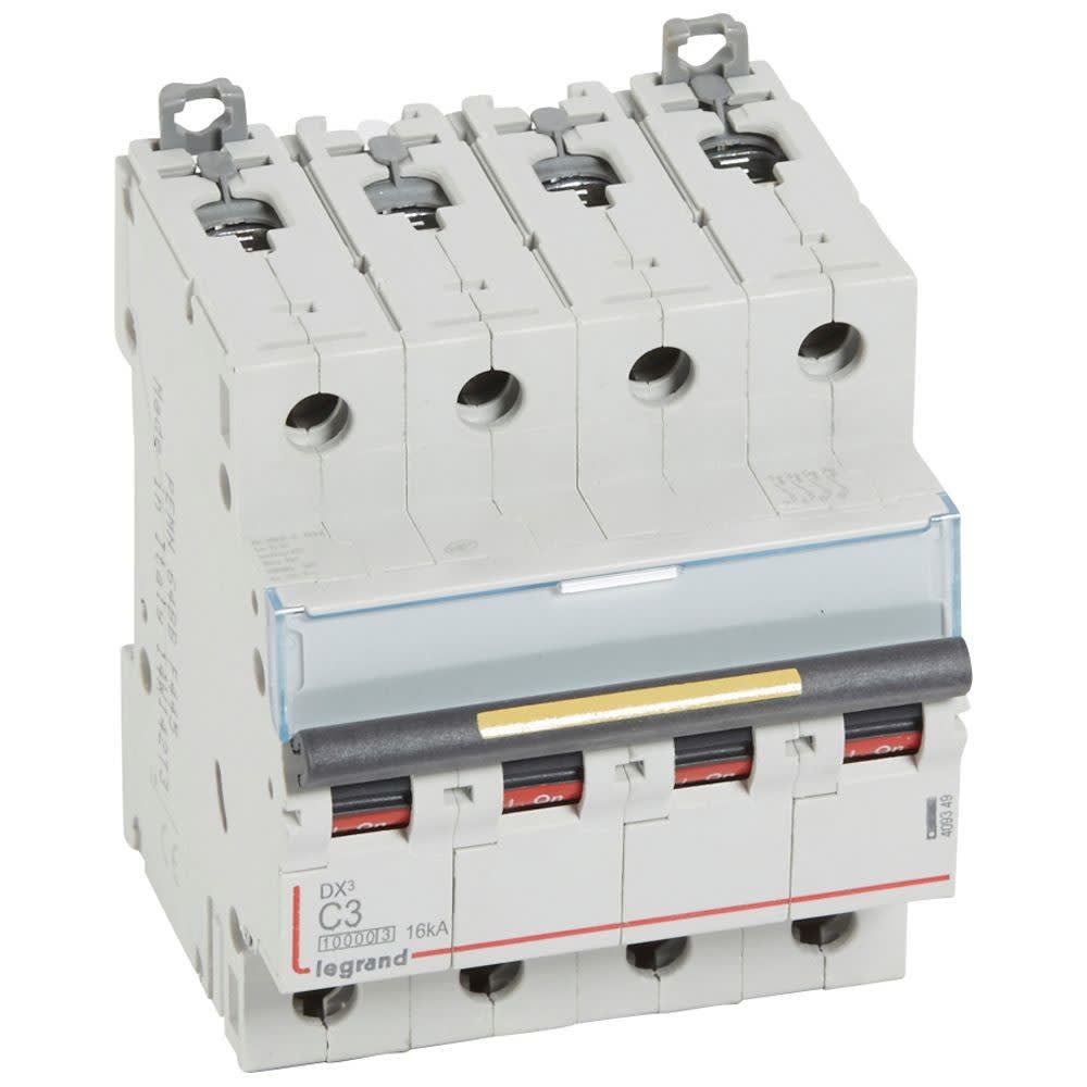 Legrand - Disjoncteur DX310000 16kA arrivée haute/départ bas vis 4P 3A courbe C - 4 mod