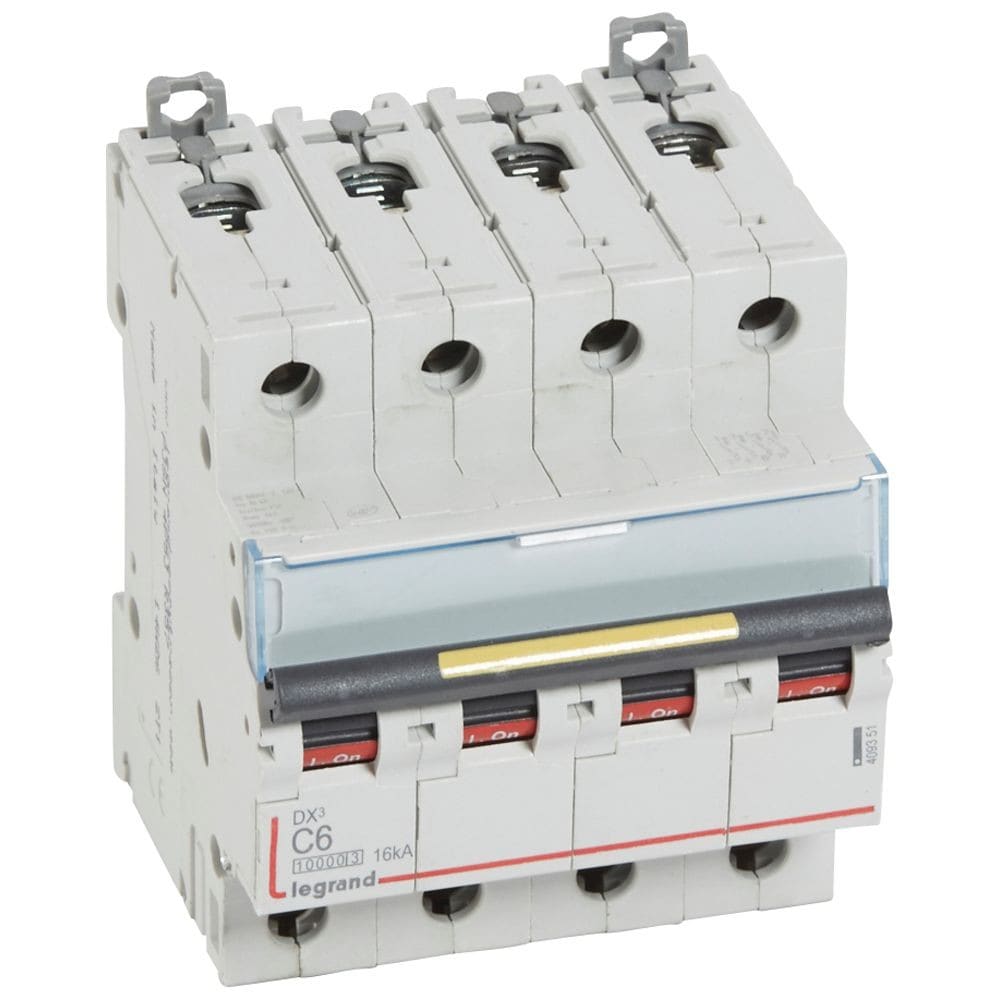 Legrand - Disjoncteur DX310000 16kA arrivée haute/départ bas vis 4P 6A courbe C - 4 mod