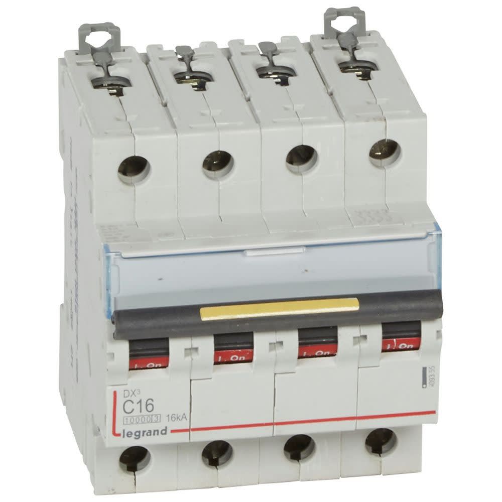 Legrand - Disjoncteur DX310000 16kA arrivée haut/départ bas vis 4P 16A courbe C 4 modules
