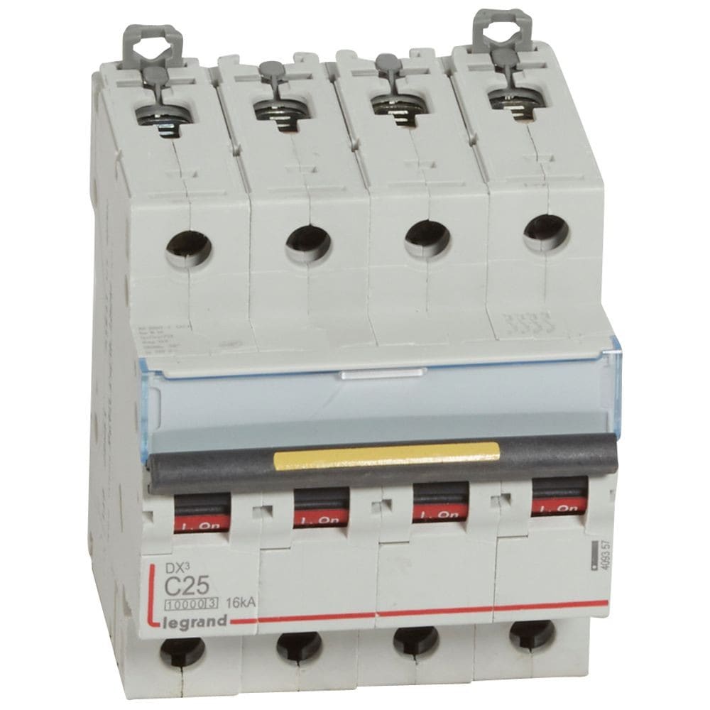 Legrand - Disjoncteur DX310000 16kA arrivée haut/départ bas vis 4P 25A courbe C 4 modules