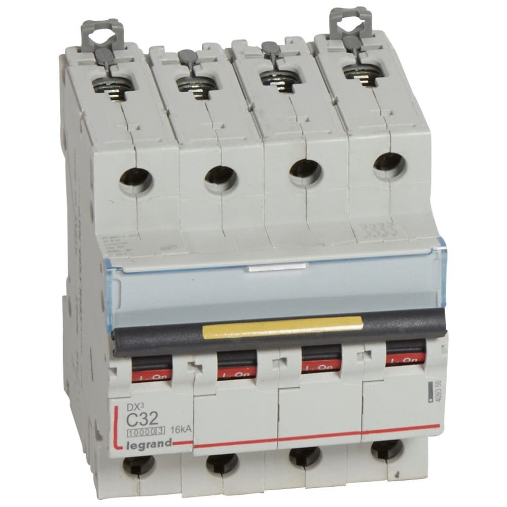 Legrand - Disjoncteur DX310000 16kA arrivée haut/départ bas vis 4P 32A courbe C 4 modules