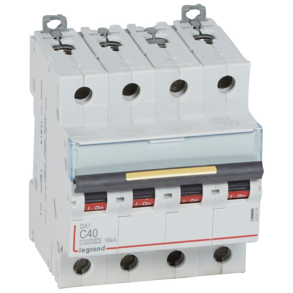 Legrand - Disjoncteur DX310000 16kA arrivée haut/départ bas vis 4P 40A courbe C 4 modules