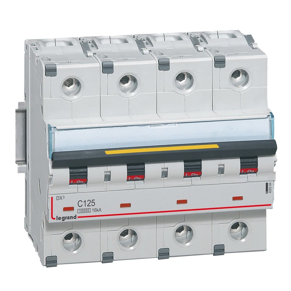 Legrand - Disjoncteur DX310000 16kA arrivée haut/départ bas vis 4P 125A courbe C - 6 mod