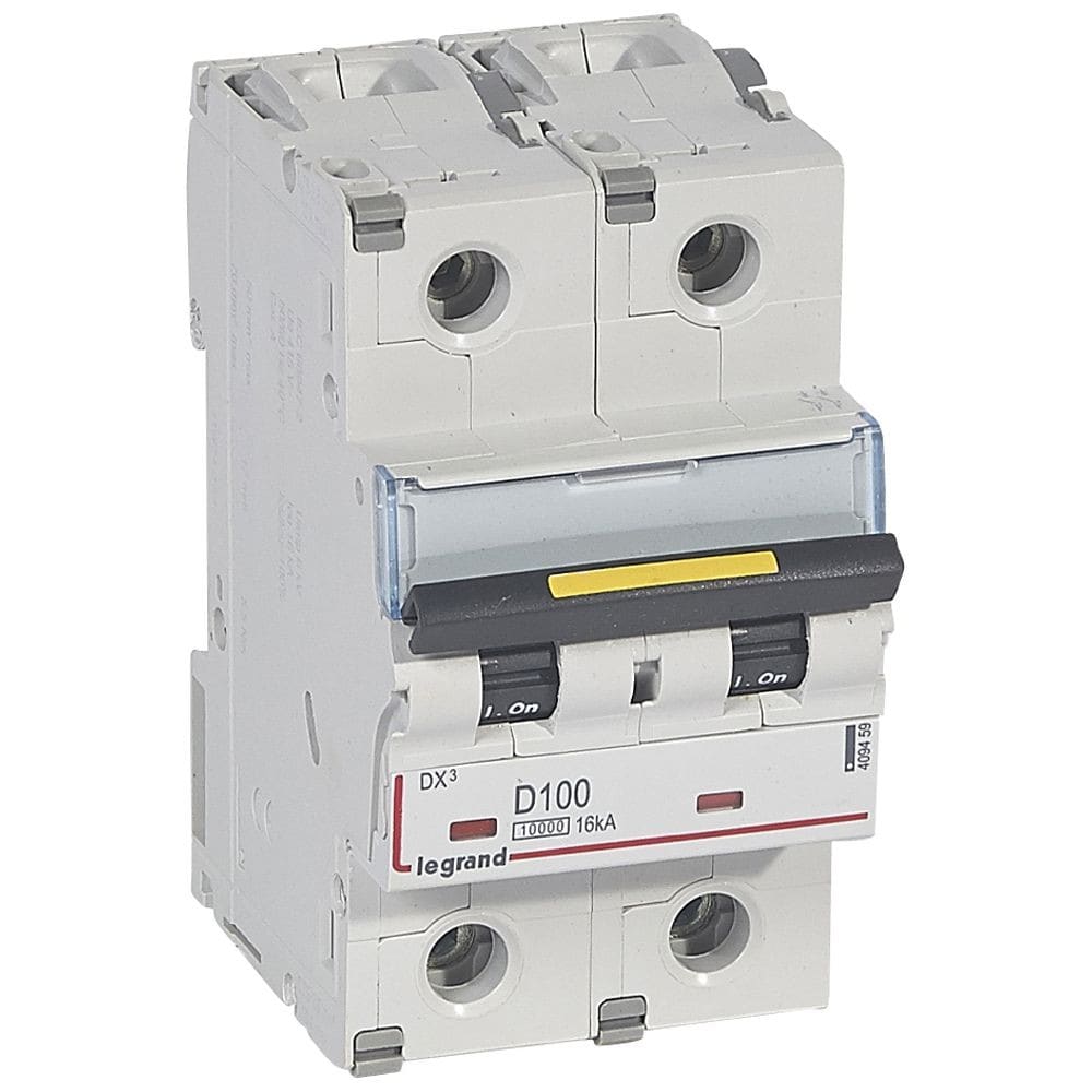 Legrand - Disjoncteur DX3 10000 - vis/vis - 2P - 230/400V~ - 100A - 16kA - courbe D - 3M