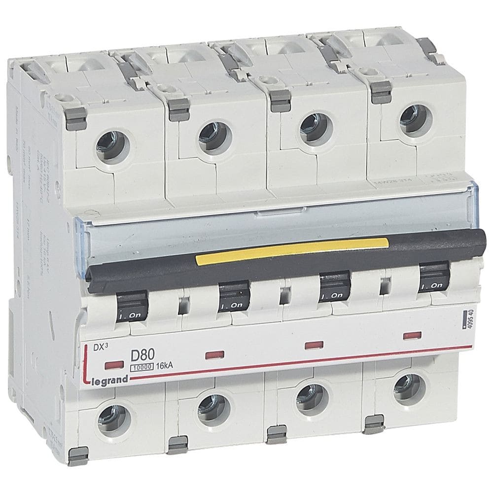 Legrand - Disjoncteur DX310000 16kA arrivée haute/départ bas vis 4P 80A courbe D - 6 mod