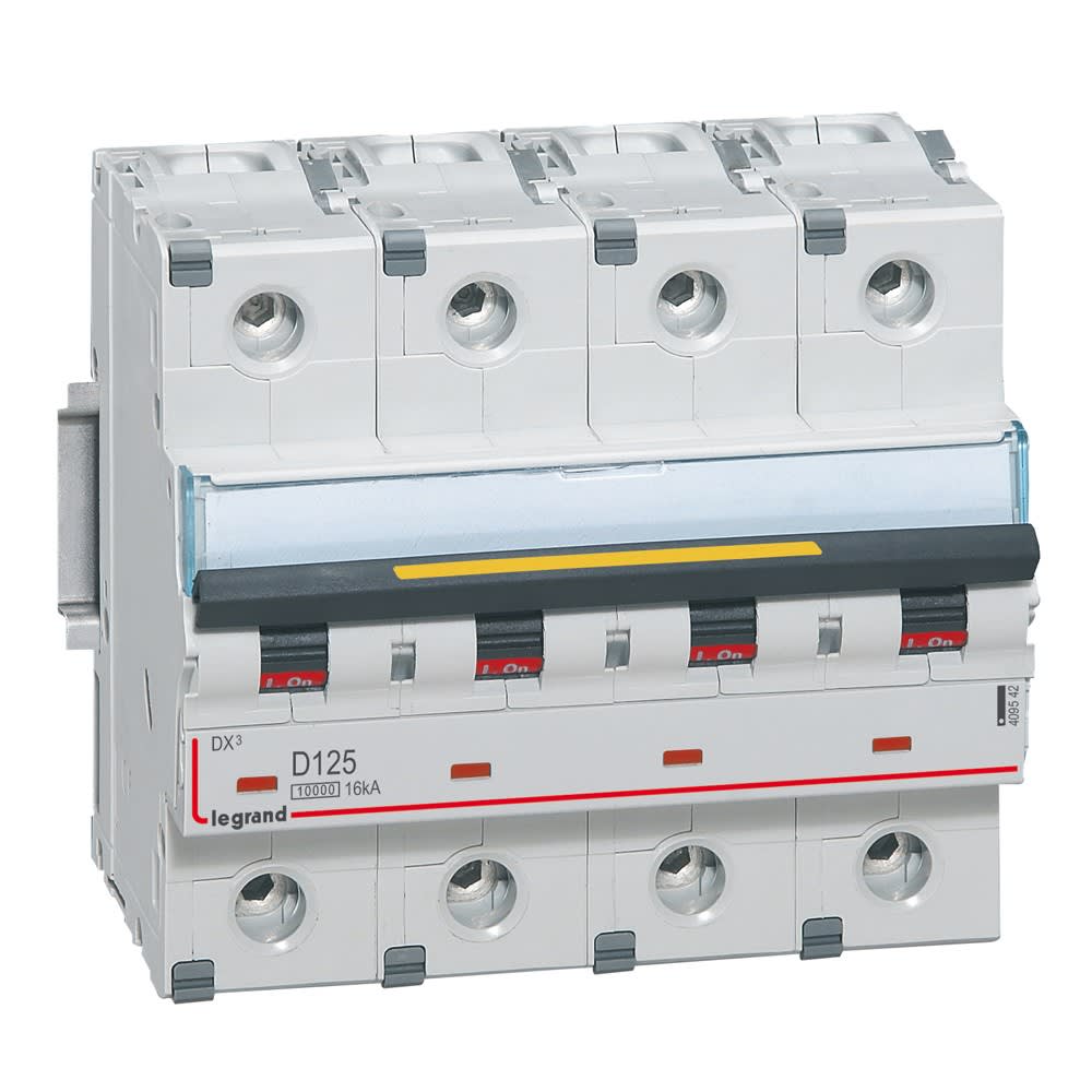 Legrand - Disjoncteur DX310000 16kA arrivée haut/départ bas vis 4P 125A courbe D 6 modules