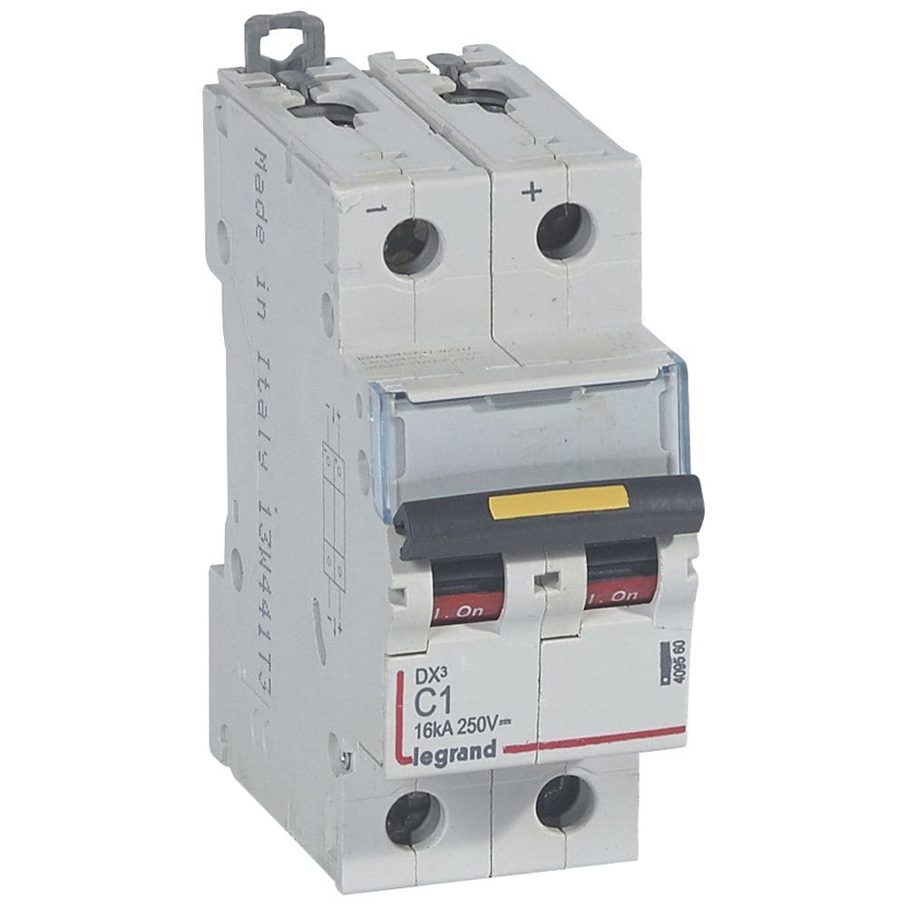 Legrand - Disjoncteur DX3 16kA - vis/vis - courant continu - 1A - courbe C - 2 modules