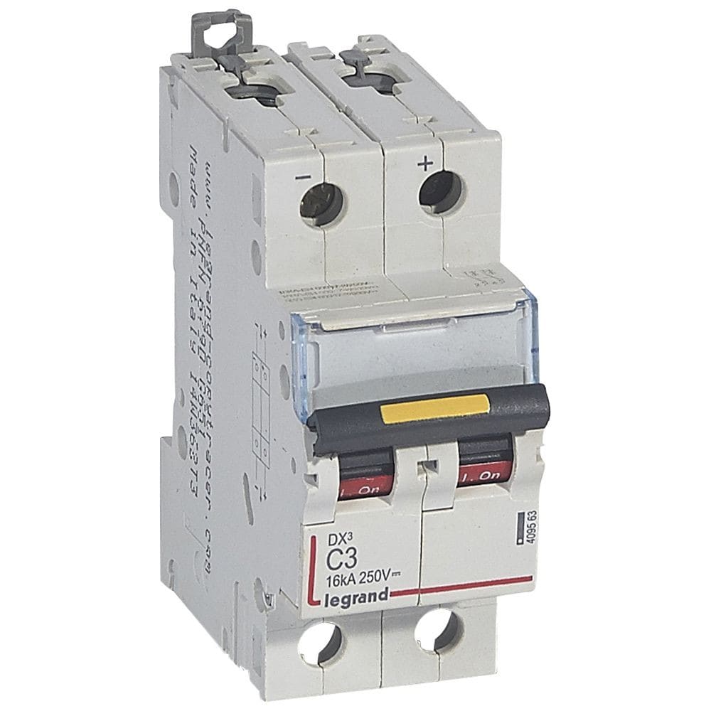 Legrand - Disjoncteur DX3 16kA - vis/vis - courant continu - 3A - courbe C - 2 modules