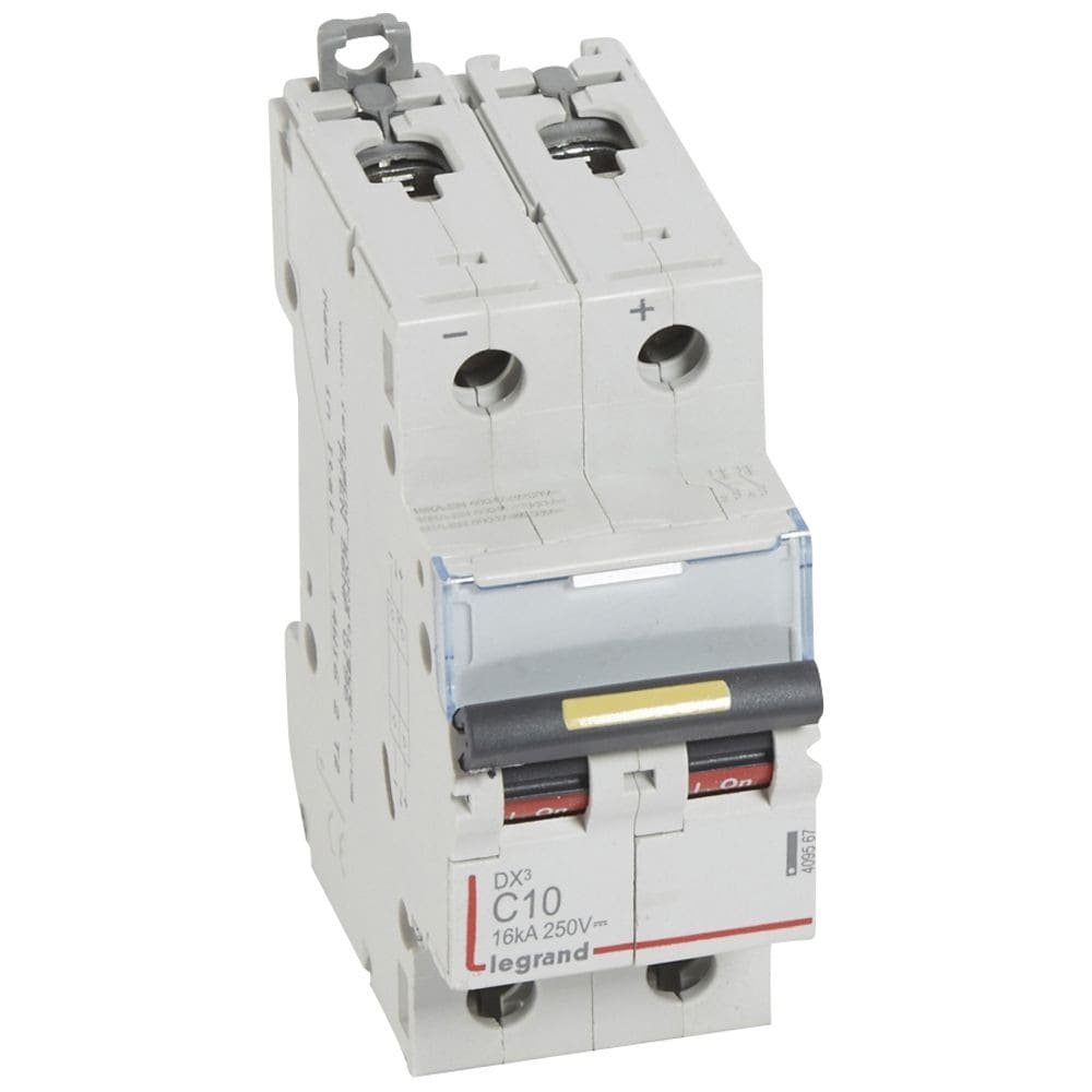 Legrand - Disjoncteur DX3 16kA - vis/vis - courant continu - 10A - courbe C - 2 modules