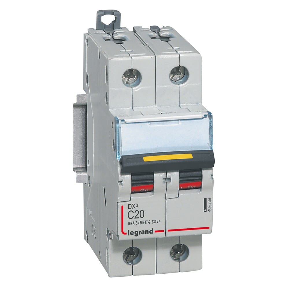 Legrand - Disjoncteur DX3 16kA - vis/vis - courant continu - 20A - courbe C - 2 modules