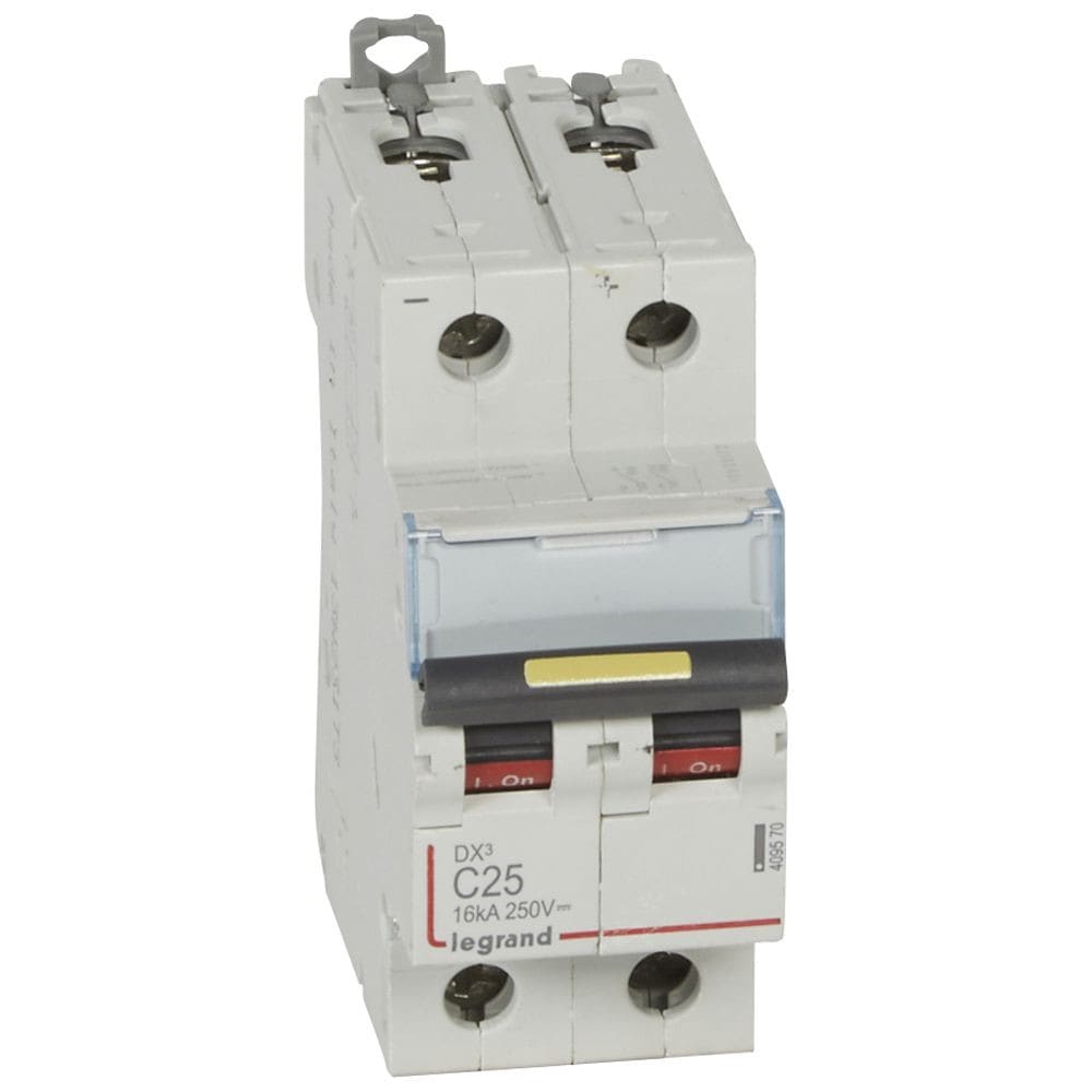Legrand - Disjoncteur DX3 16kA - vis/vis - courant continu - 25A - courbe C - 2 modules