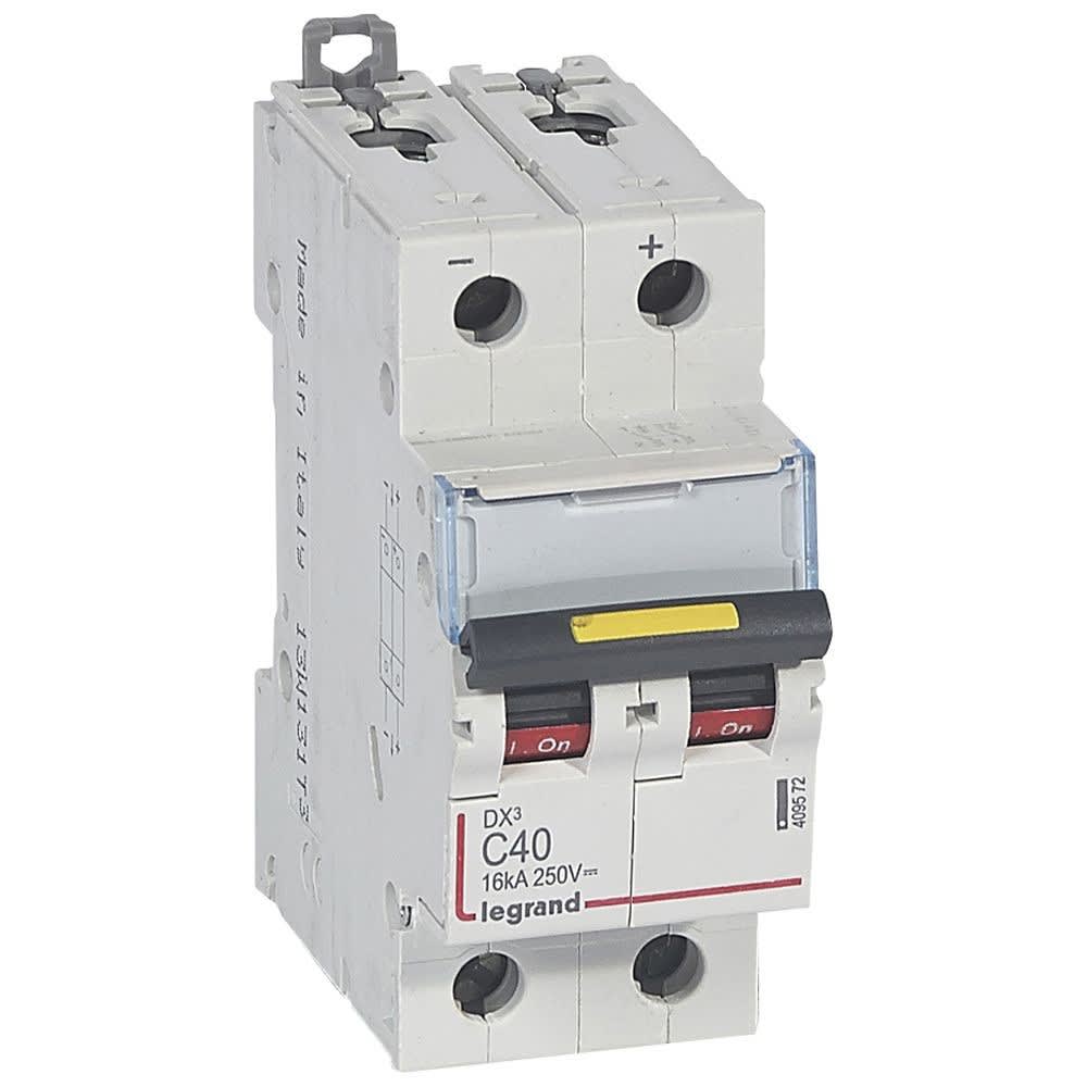 Legrand - Disjoncteur DX3 16kA - vis/vis - courant continu - 40A - courbe C - 2 modules