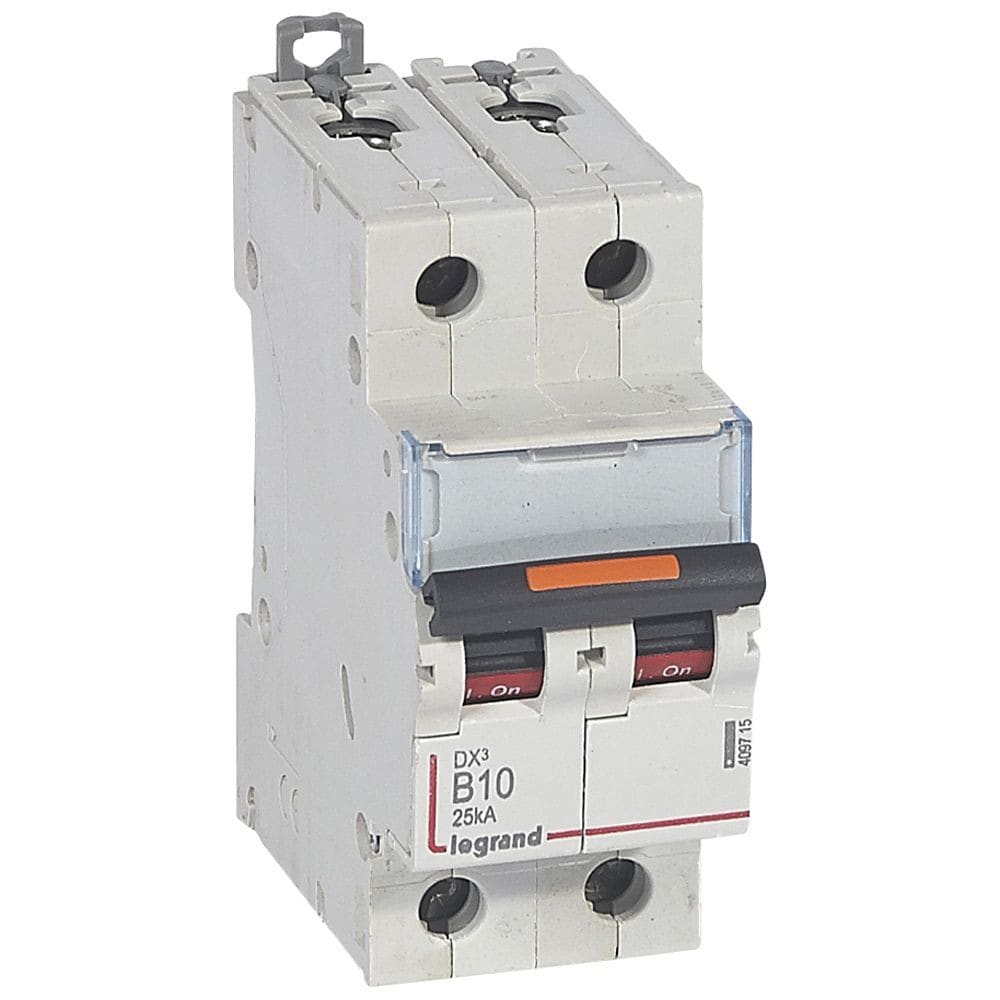 Legrand - Disjoncteur DX3 25kA arrivée haute/départ bas vis 2P 10A courbe B - 2 mod