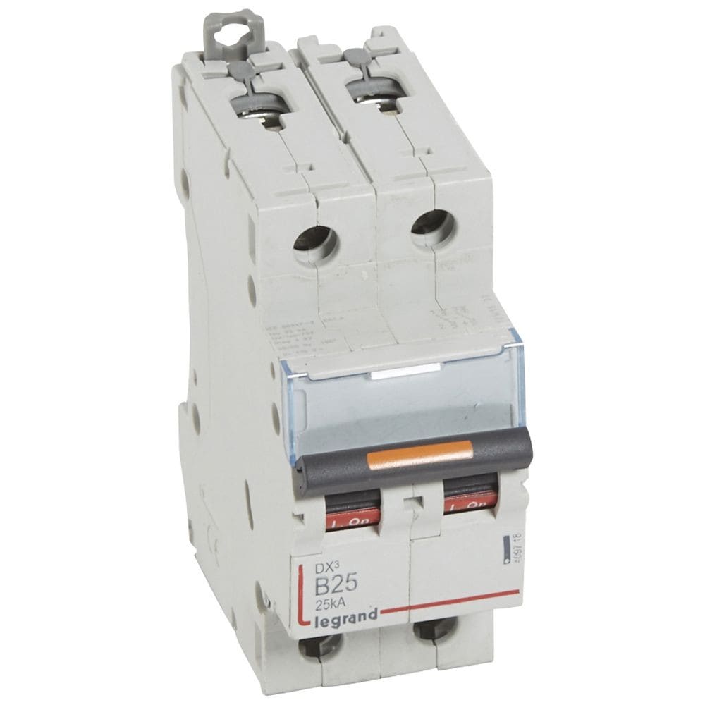 Legrand - Disjoncteur DX3 25kA arrivée haute/départ bas vis 2P 25A courbe B - 2 mod