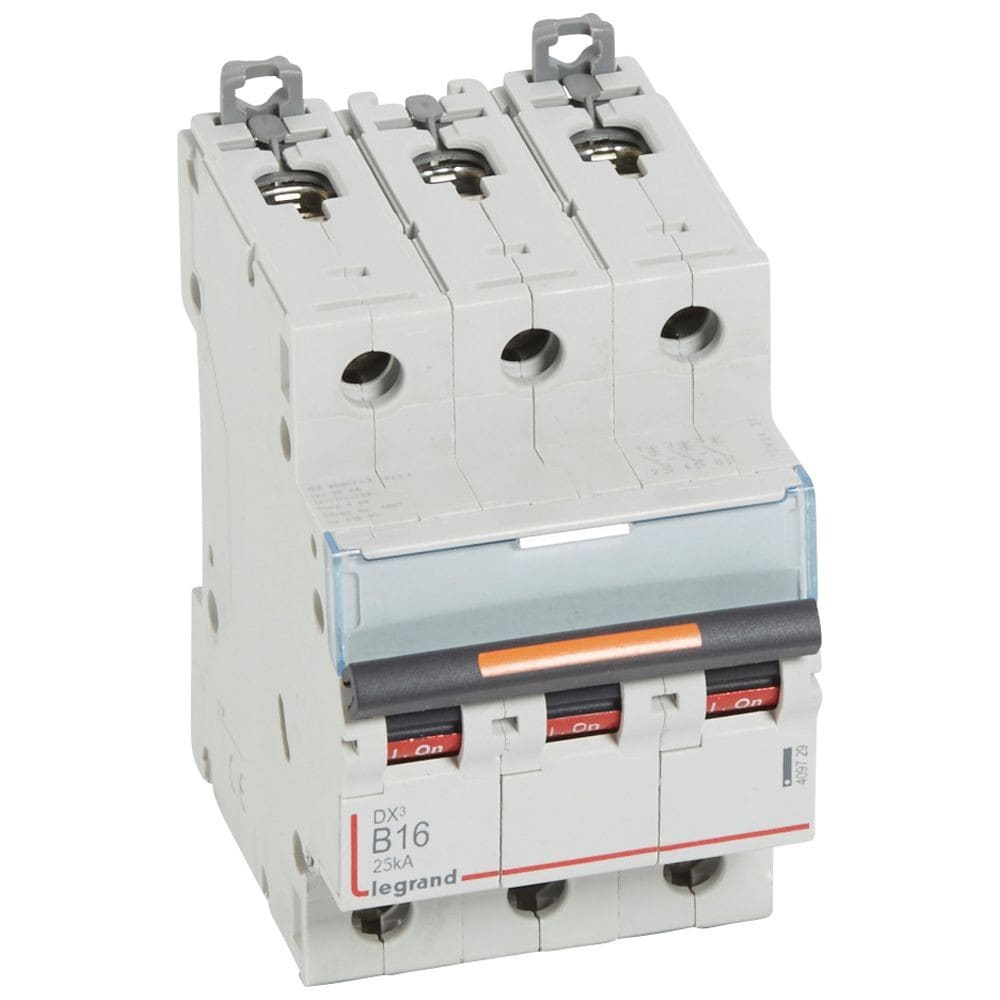 Legrand - Disj. DX3 25kA arrivée haute, départ bas à vis 3P 400V~ - 16A courbe B 3 modules