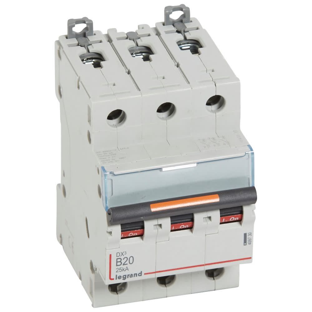 Legrand - Disj. DX3 25kA arrivée haute, départ bas à vis 3P 400V~ - 20A courbe B 3 modules