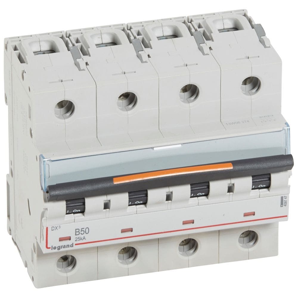 Legrand - Disj. DX3 25kA arrivée haute, départ bas à vis 4P 400V~ - 50A courbe B 6 modules