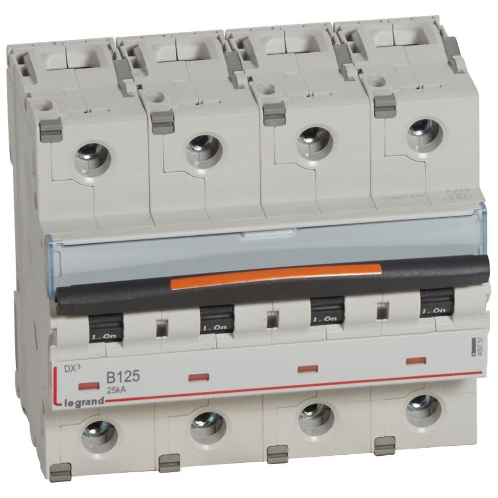 Legrand - Disjoncteur DX3 25kA arrivée haute/départ bas vis 4P 125A courbe B - 6 mod