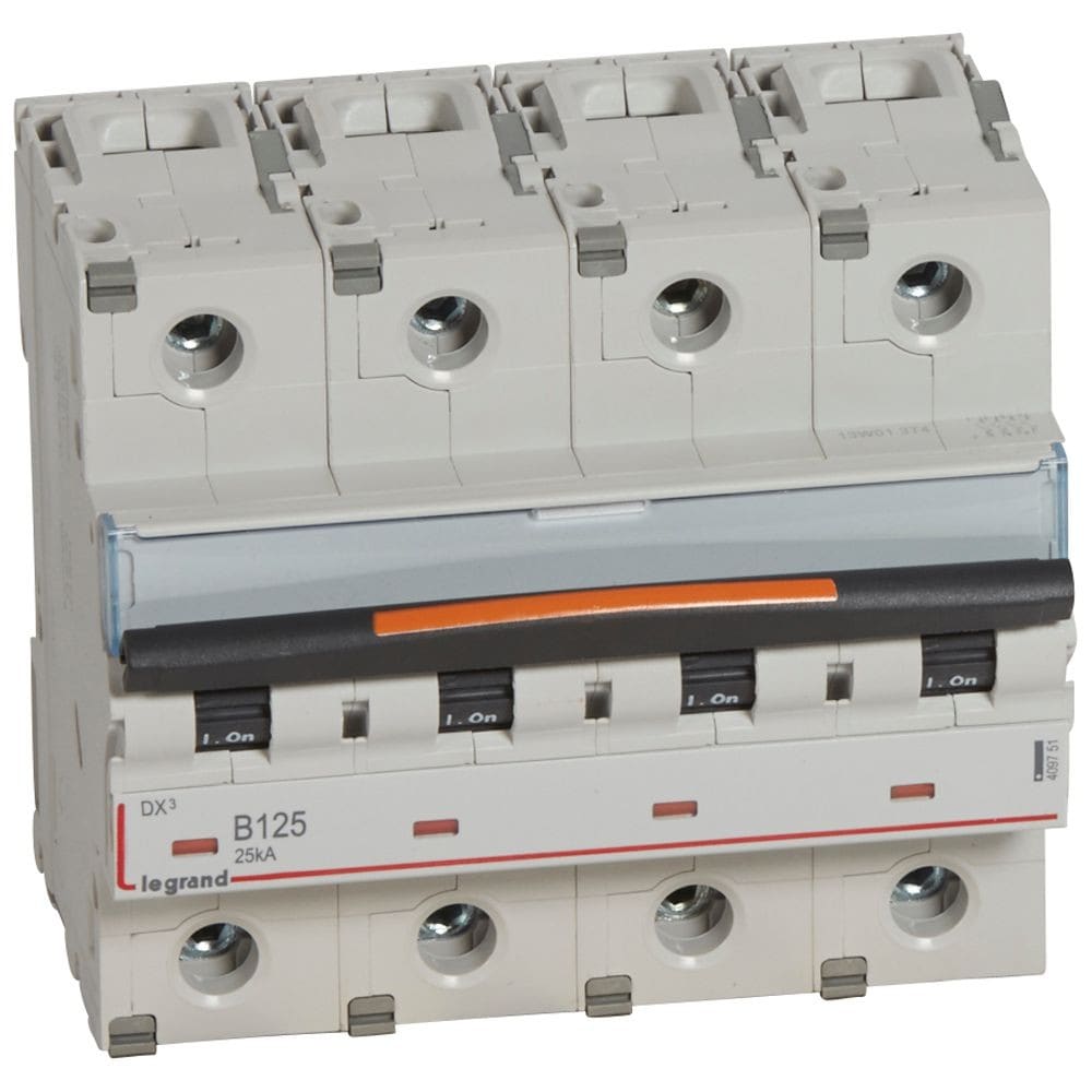 Legrand - Disjoncteur DX3 25kA arrivée haute/départ bas vis 4P 125A courbe B - 6 mod