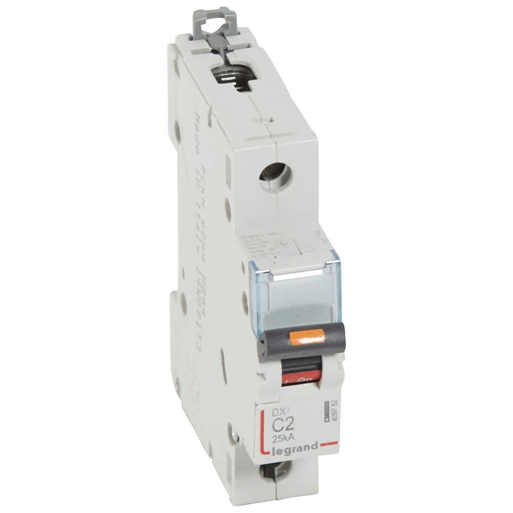 Legrand - Disjoncteur DX3 25kA arrivée haute/départ bas vis 1P 2A -courbe C - 1 mod