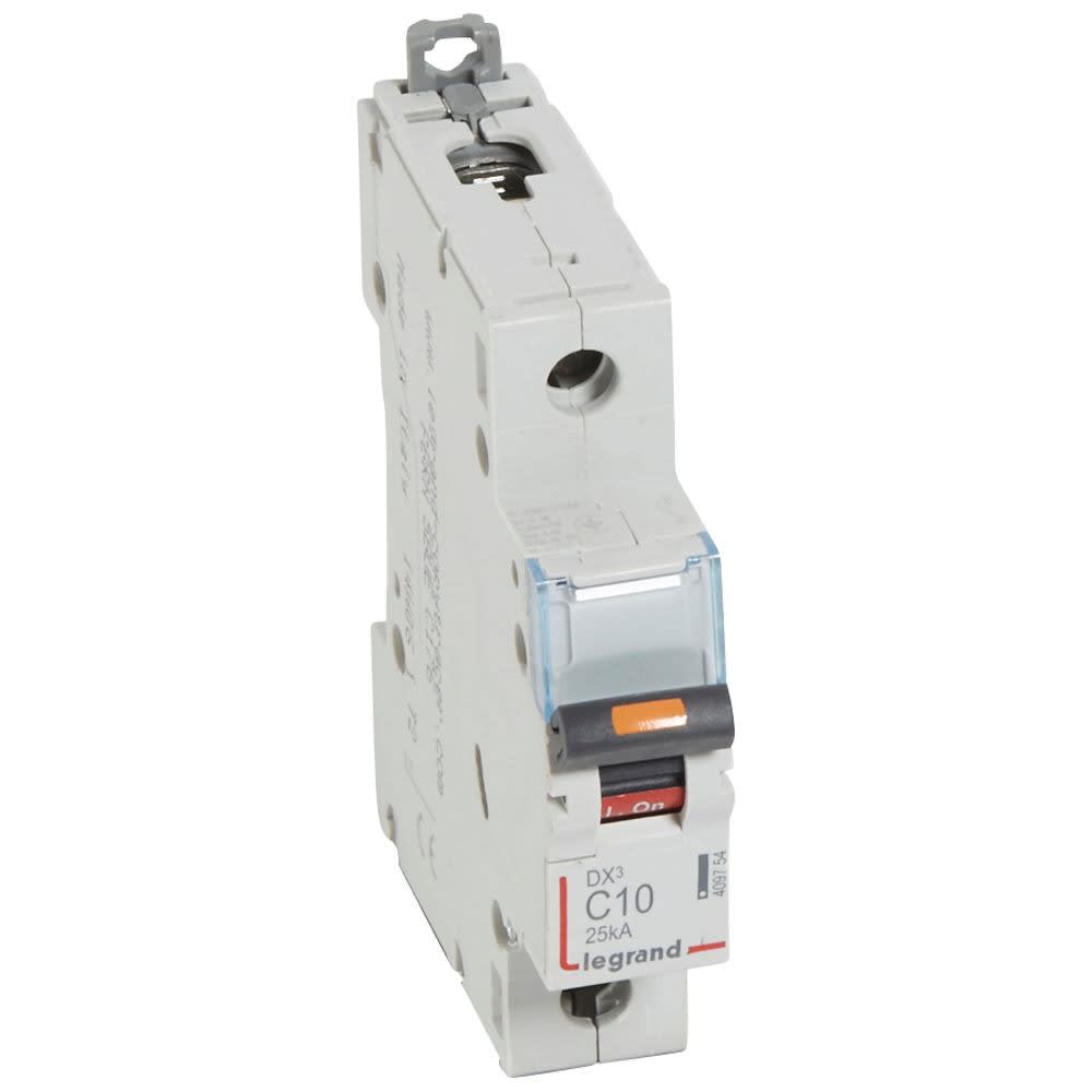Legrand - Disjoncteur DX3 25kA arrivée haute/départ bas vis 1P 10A -courbe C - 1 mod
