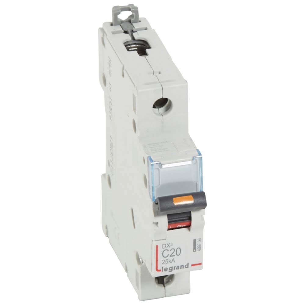 Legrand - Disjoncteur DX3 25kA arrivée haute/départ bas vis 1P 20A -courbe C - 1 mod