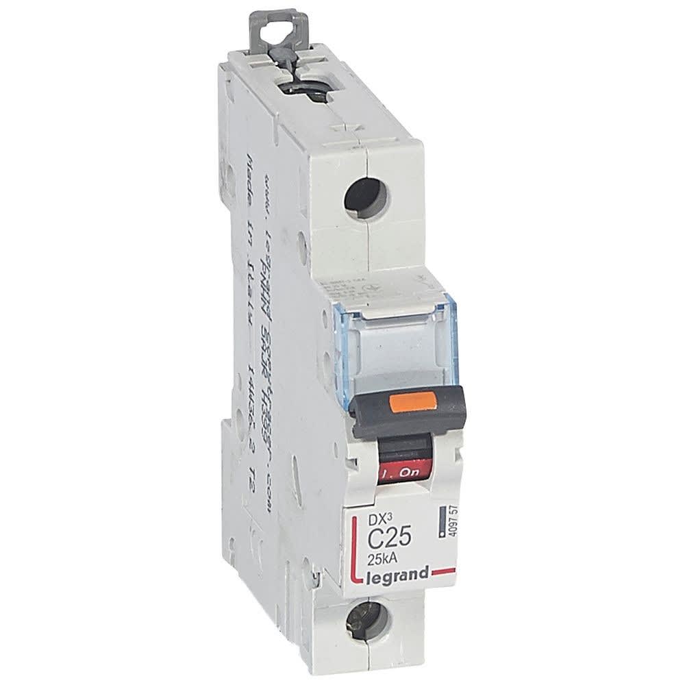 Legrand - Disjoncteur DX3 25kA arrivée haute/départ bas vis 1P 25A -courbe C - 1 mod