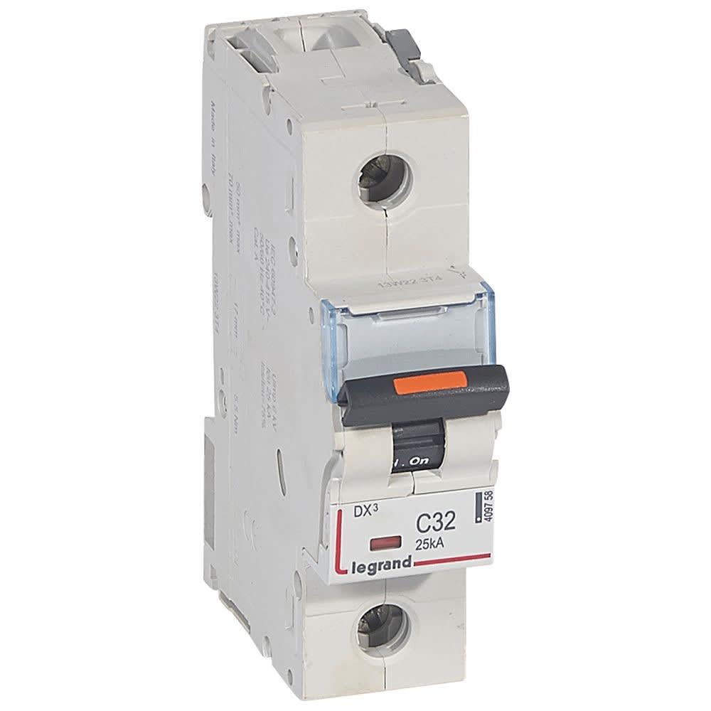Legrand - Disjoncteur DX3 25kA arrivée haute/départ bas vis 1P 32A -courbe C - 1 mod