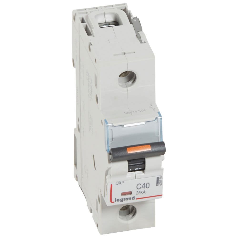 Legrand - Disjoncteur DX3 25kA arrivée haute/départ bas vis 1P 40A -courbe C - 1,5 mod