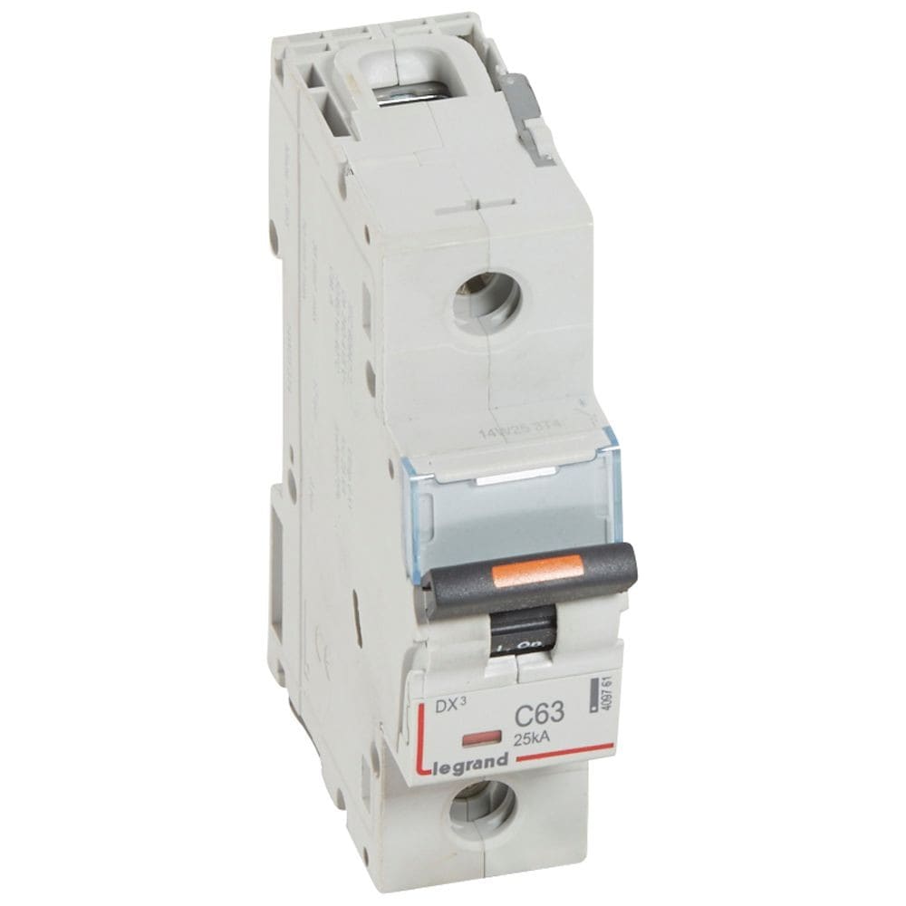 Legrand - Disjoncteur DX3 25kA arrivée haute/départ bas vis 1P 63A -courbe C - 1,5 mod