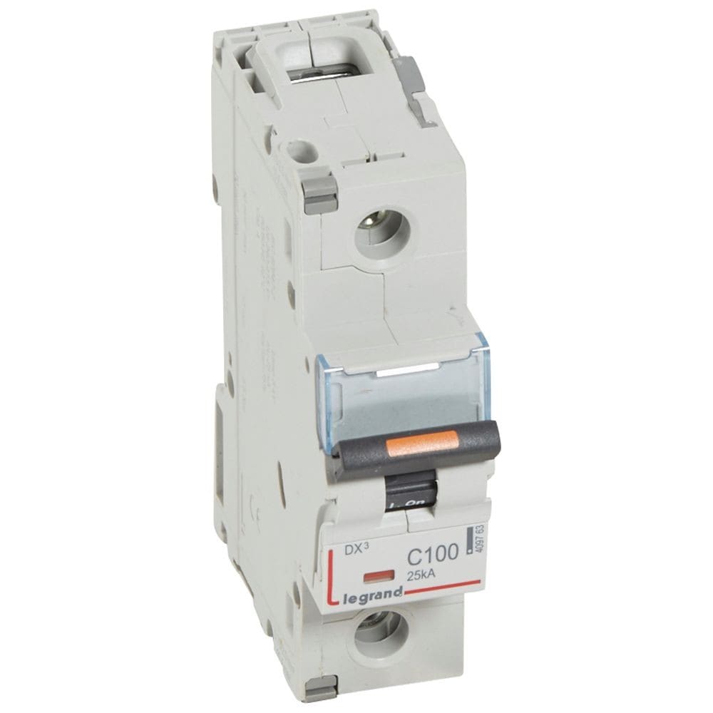 Legrand - Disjoncteur DX3 25kA arrivée haute/départ bas vis 1P 100A -courbe C - 1,5 mod