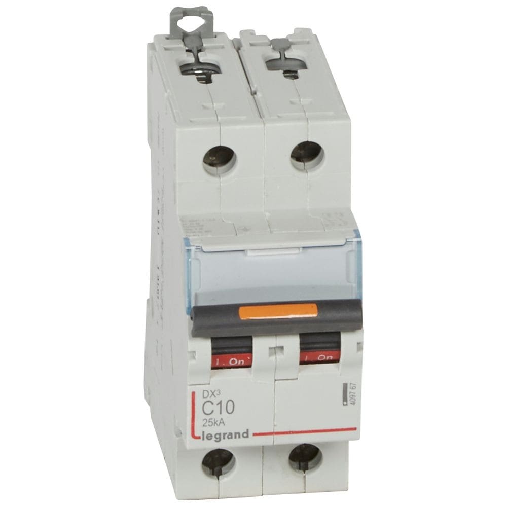 Legrand - Disjoncteur DX3 25kA arrivée haute/départ bas vis 2P 10A -courbe C - 2 mod
