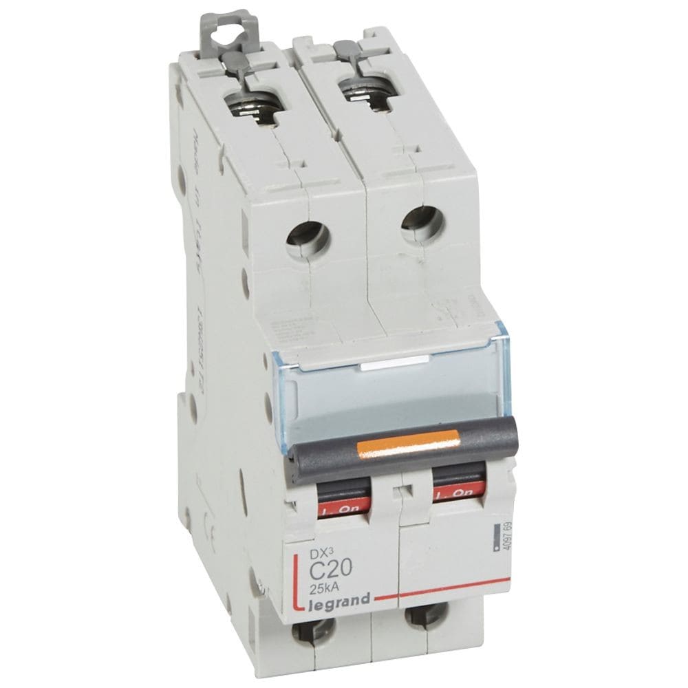 Legrand - Disjoncteur DX3 25kA arrivée haute/départ bas vis 2P 20A -courbe C - 2 mod