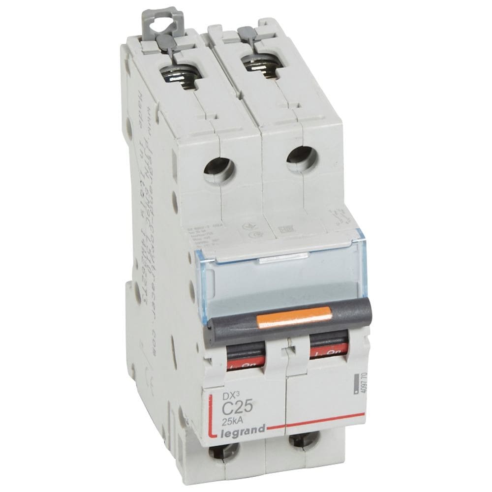 Legrand - Disjoncteur DX3 25kA arrivée haute/départ bas vis 2P 25A -courbe C - 2 mod